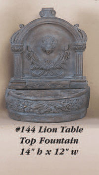 Thumbnail for Lion Table Top Fountain Cast Stone Outdoor Wall Ornament Tuscan 