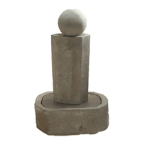 Thumbnail for Rock Pillar Outdoor Cast Stone Garden Fountain Short With Ball Fountain Tuscan 
