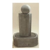 Thumbnail for Rock Pillar Outdoor Cast Stone Garden Fountain Short With Ball Fountain Tuscan 