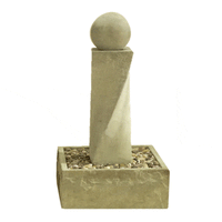 Thumbnail for Rustic Mod Twist Outdoor Cast Stone Garden Fountain With Ball Fountain Tuscan 