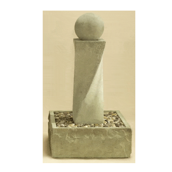 Rustic Mod Twist Outdoor Cast Stone Garden Fountain With Ball Fountain Tuscan 