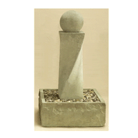 Thumbnail for Rustic Mod Twist Outdoor Cast Stone Garden Fountain With Ball Fountain Tuscan 