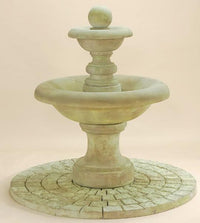 Thumbnail for Villa Santini Two Tier Outdoor Cast Stone Garden Fountain With Ball Finial Fountain Tuscan 