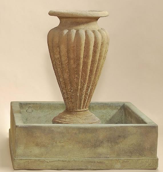Anfora Rigata Outdoor Cast Stone Garden Fountain Fountain Tuscan 