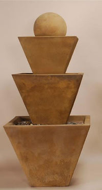 Thumbnail for Three Tier Outdoor Cast Stone Garden Fountain With Ball Fountain Tuscan 