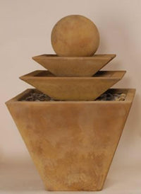 Thumbnail for Three Tier Tapered Square Outdoor Cast Stone Garden Fountain Fountain Tuscan 