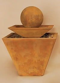 Thumbnail for Two Tiered Tapered Square Outdoor Cast Stone Garden Fountain