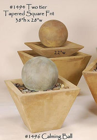 Thumbnail for Two Tier Tapered Square Outdoor Cast Stone Garden Fountain Fountain Tuscan 