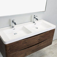Thumbnail for Eviva Smile 48″ Wall Mount Modern Double Sink Bathroom Vanity w/ White Integrated Top Bathroom Vanity Eviva 