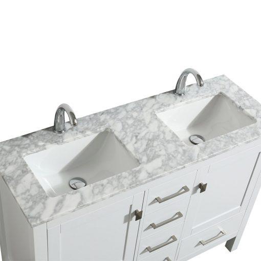 Eviva London 48″ x 18″ Transitional Double Sink Bathroom Vanity w/ White Carrara Top Vanity Eviva 