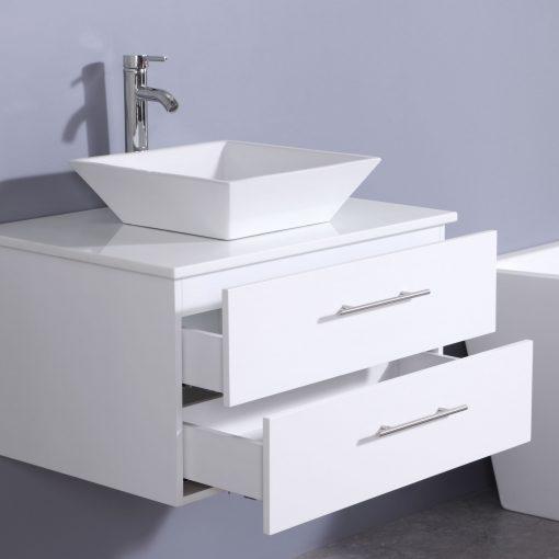 Totti Wave 30″ Modern Bathroom Vanity w/ Super White Man-Made Stone Top & Sink Vanity Eviva 