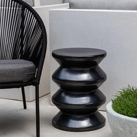 Thumbnail for Campania International Glazed Pottery Zigzag Garden Table Tables Campania International Matte Black 