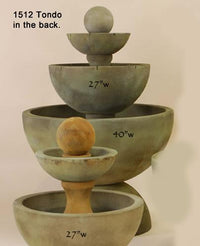 Thumbnail for Tondo Three Tier Outdoor Cast Stone Garden Fountain With Spillways Fountain Tuscan 