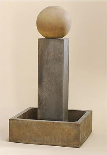 Smooth Pilar Outdoor Cast Stone Garden Fountain Short With Ball Fountain Tuscan 