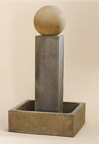 Thumbnail for Smooth Pilar Outdoor Cast Stone Garden Fountain Short With Ball Fountain Tuscan 