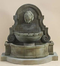 Thumbnail for Liguria Lion Wall Wall Outdoor Cast Stone Garden Fountain W/ Step (Available W/ Legs) Fountain Tuscan 