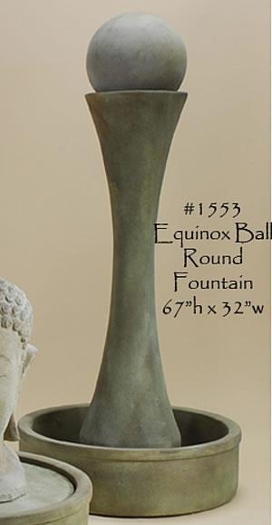 Equinox Ball Round Outdoor Cast Stone Garden Fountain Fountain Tuscan 
