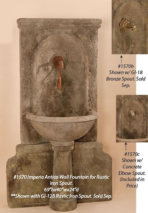 Imperia Antica Wall Outdoor Cast Stone Garden Fountain For Spout Fountain Tuscan 