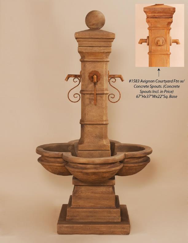Avignon Courtyard Outdoor Cast Stone Garden Fountain For Spouts Fountain Tuscan 