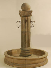 Thumbnail for Pantheon Outdoor Cast Stone Garden Fountain W/ Ball For Rustic Spouts Fountain Tuscan 