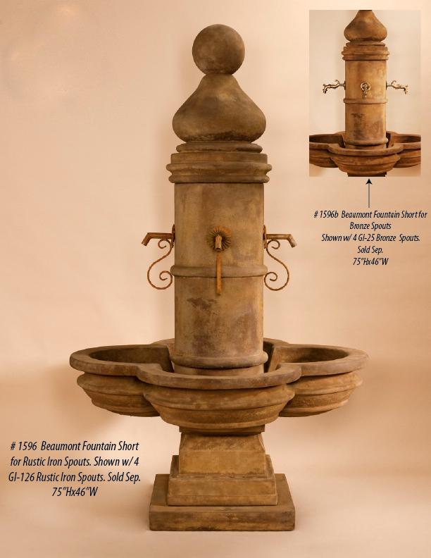 Beaumont Outdoor Cast Stone Garden Fountain Short For Spouts Fountain Tuscan 