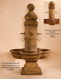 Thumbnail for Beaumont Outdoor Cast Stone Garden Fountain Short For Spouts Fountain Tuscan 