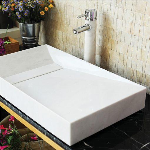 Eviva Slope 21 in. White Carrara Marble Vessel Sink Bathroom Vanity Eviva 
