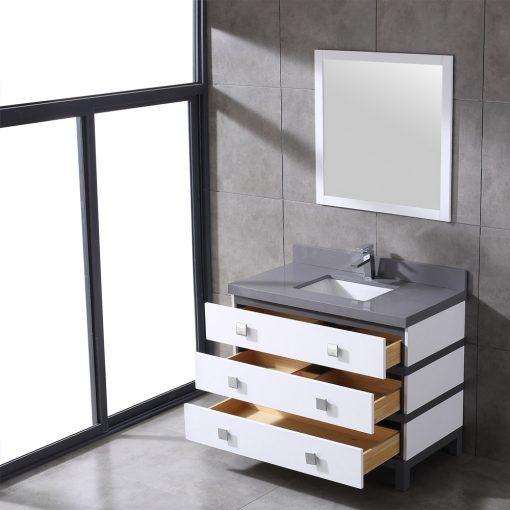 Eviva Sydney 42 Inch Bathroom Vanity with Solid Quartz Counter-top Vanity Eviva 