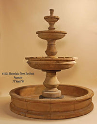 Thumbnail for Montefalco Three Tier Pond Outdoor Cast Stone Garden Fountain Fountain Tuscan 