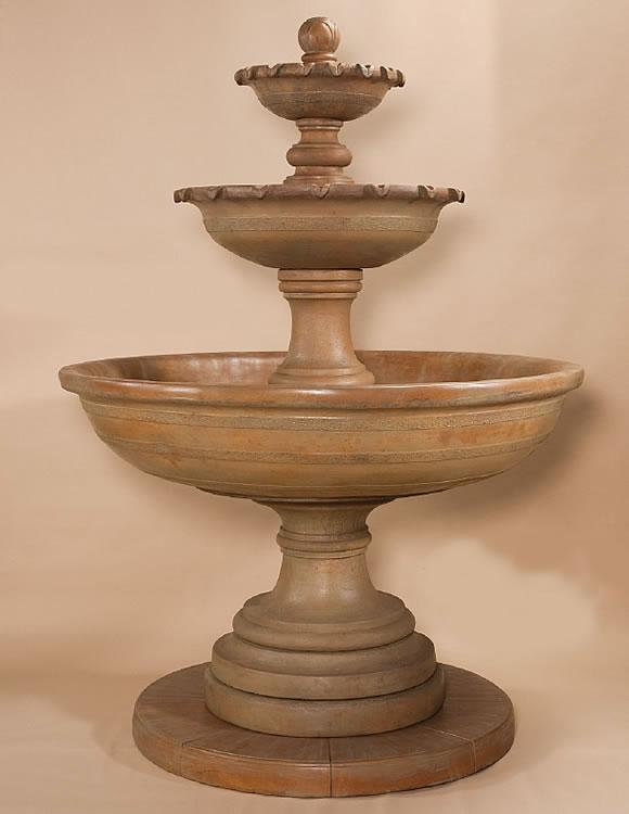 Porta Elisa Three Tier Outdoor Cast Stone Garden Fountain Fountain Tuscan 
