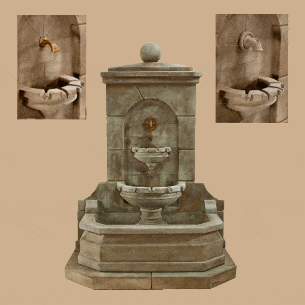 Acquitaine Wall Outdoor Cast Stone Garden Fountain For Spout Fountain Tuscan 