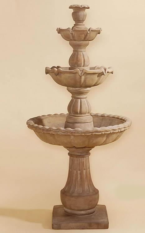 Gaetana Three Tier Outdoor Cast Stone Garden Fountain Fountain Tuscan 