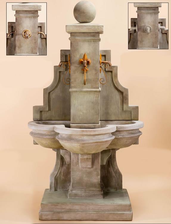 Arles Wall Outdoor Cast Stone Garden Fountain For Spouts Fountain Tuscan 