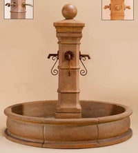 Thumbnail for Avignon Pond Outdoor Cast Stone Garden Fountain W/ Concrete Spouts Fountain Tuscan 