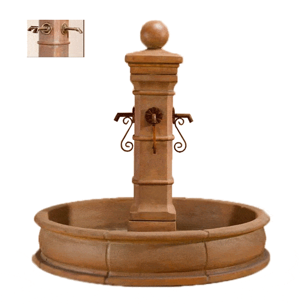 Avignon Pond Outdoor Cast Stone Garden Fountain W/ Concrete Spouts Fountain Tuscan 