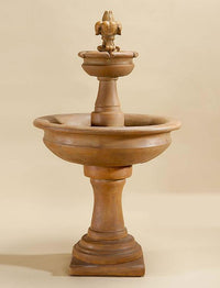 Thumbnail for Fleur De Lis Two Tier Outdoor Cast Stone Garden Fountain Fountain Tuscan 