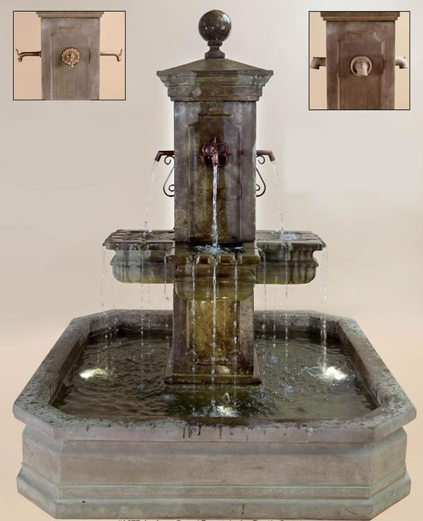 Anduze Carre' Pond Outdoor Cast Stone Garden Fountain For Spouts Fountain Tuscan 