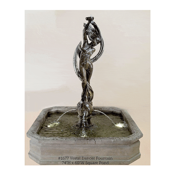 Vestal Dancer Outdoor Cast Stone Garden Fountain with Pond Fountain Tuscan 
