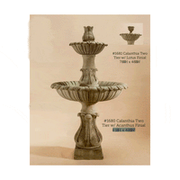 Thumbnail for Calanthia Two Tier Cast Stone Outdoor Garden Fountain W/ Acanthus Finial Fountain Tuscan 