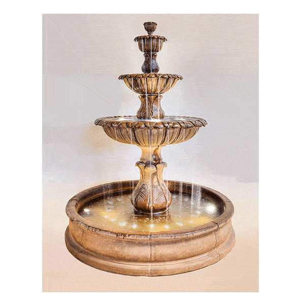 Calanthia Three Tier Pond Outdoor Cast Stone Garden Fountain Fountain Tuscan 