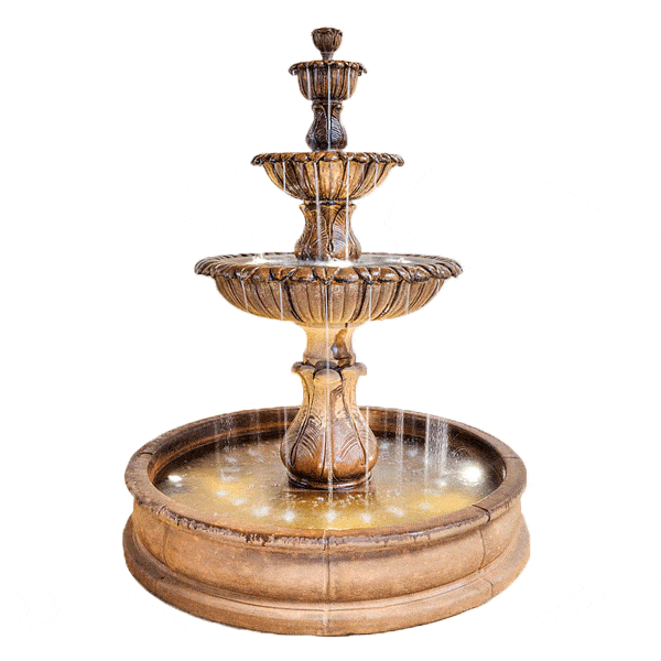 Calanthia Three Tier Pond Outdoor Cast Stone Garden Fountain Fountain Tuscan 