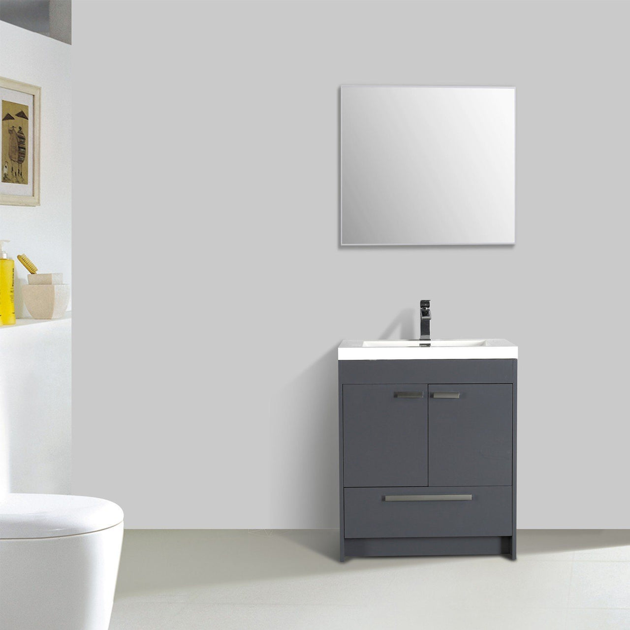 Eviva Lugano 30″ Modern Bathroom Vanity w/ White Integrated Top Vanity Eviva 