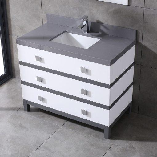 Eviva Sydney 42 Inch Bathroom Vanity with Solid Quartz Counter-top Vanity Eviva 