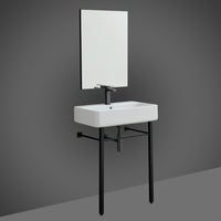 Thumbnail for EVIVA Eliza 26 Inch Italian Ceramic Console Sink with Brass Stand and Matte Black Legs and Towel Rail Bathroom Vanity Eviva 