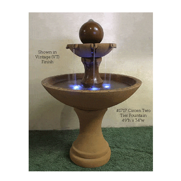 Circen Two Tier Outdoor Cast Stone Garden Fountain Fountain Tuscan 