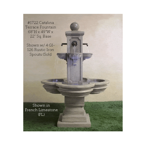 Catalina Terrace Outdoor Cast Stone Garden Fountain for Spouts Fountain Tuscan 