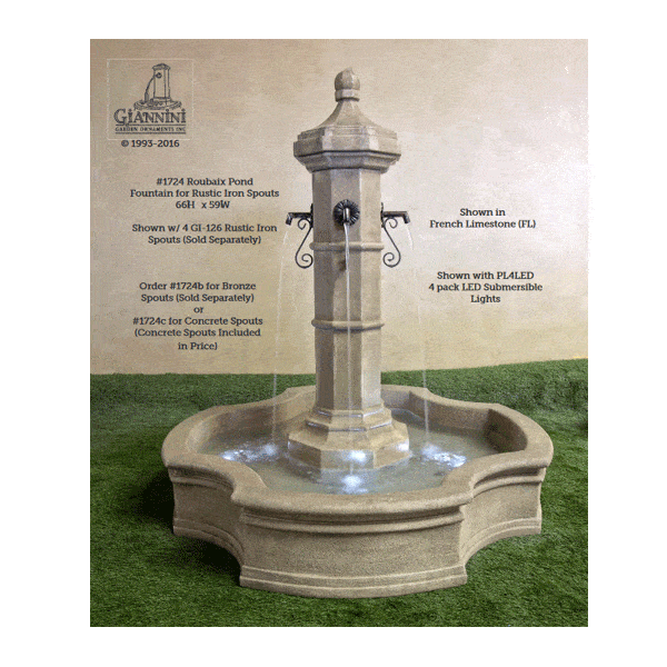 Roubaix Pond Outdoor Cast Stone Garden Fountain for Spouts Fountain Tuscan 