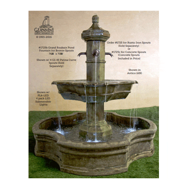 Grand Roubaix Pond Outdoor Cast Stone Garden Fountain for Spouts Fountain Tuscan 