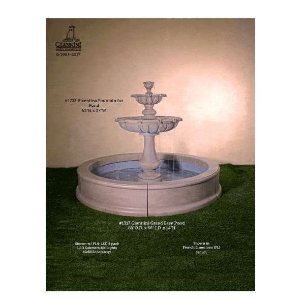 Vicentina Outdoor Cast Stone Garden Fountain For Pond Fountain Tuscan 