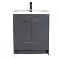 Thumbnail for Eviva Lugano 30″ Modern Bathroom Vanity w/ White Integrated Top Vanity Eviva Gray 